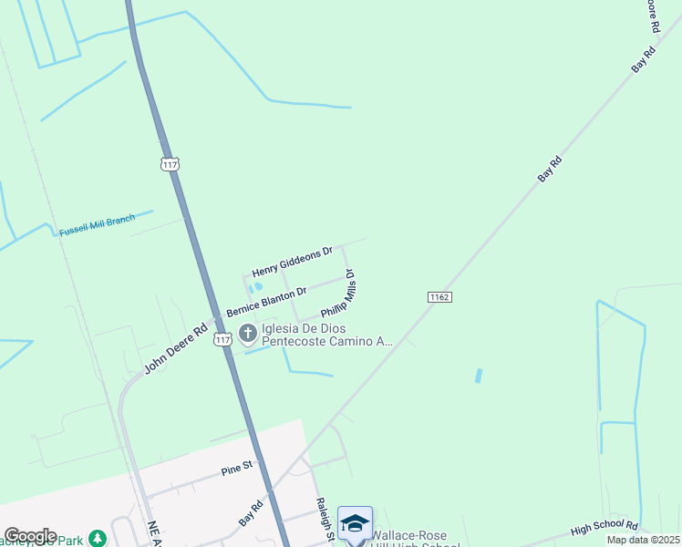 map of restaurants, bars, coffee shops, grocery stores, and more near 194 Bernice Blanton Drive in Teachey