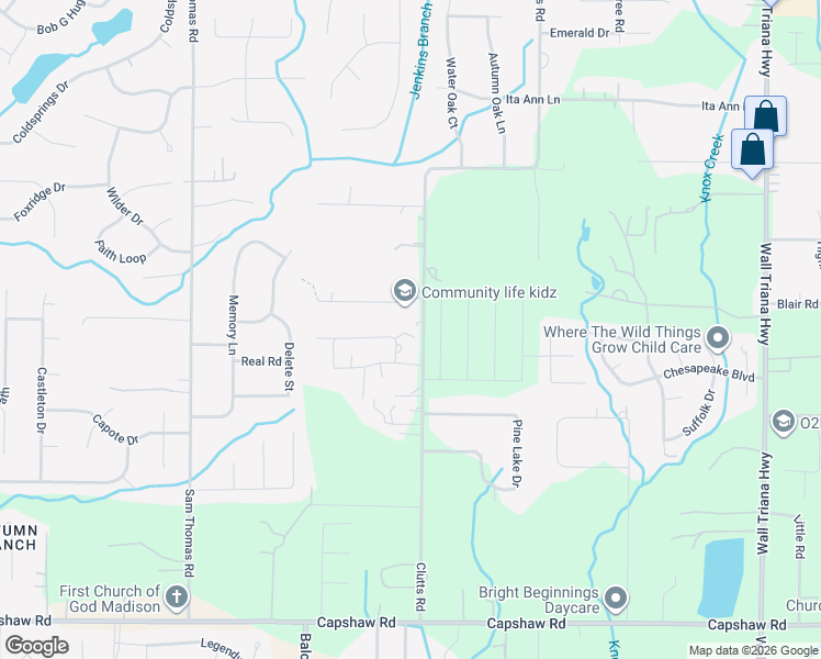 map of restaurants, bars, coffee shops, grocery stores, and more near 386 Clutts Road in Harvest