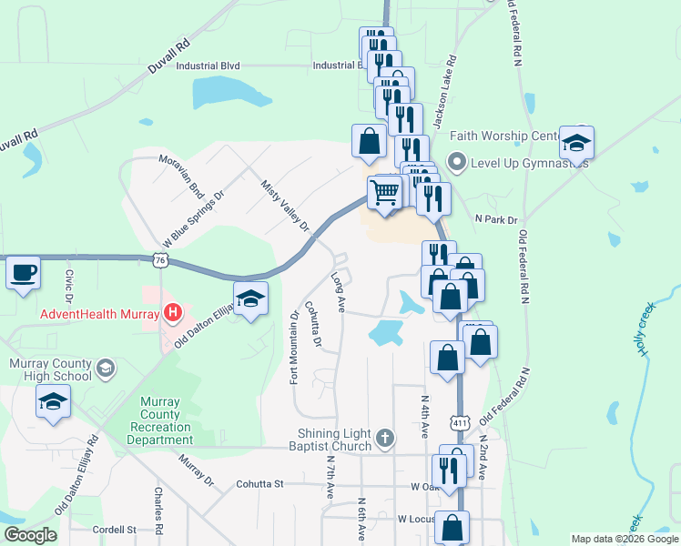 map of restaurants, bars, coffee shops, grocery stores, and more near 1036 Long Avenue in Chatsworth