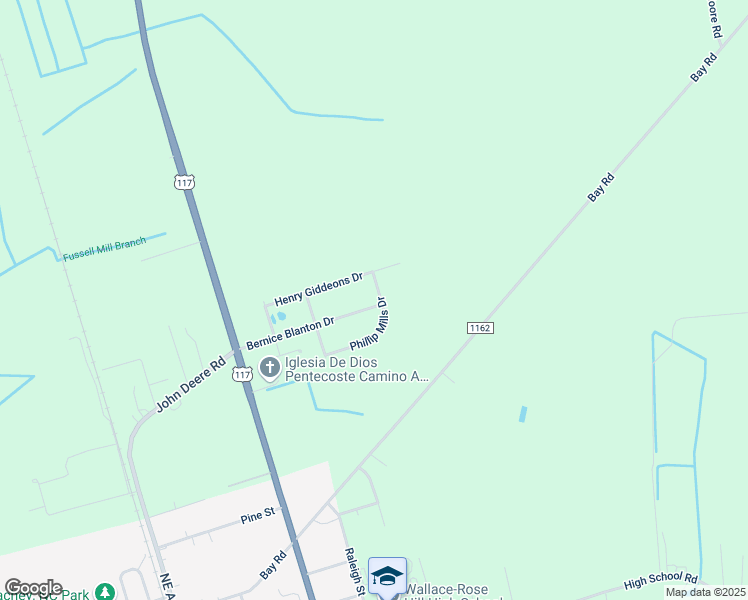 map of restaurants, bars, coffee shops, grocery stores, and more near 194 Bernice Blanton Drive in Teachey
