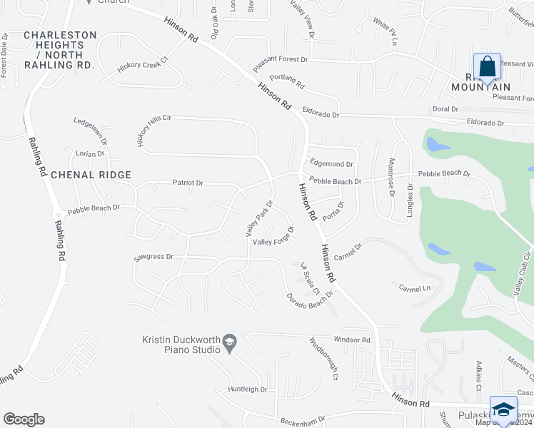 map of restaurants, bars, coffee shops, grocery stores, and more near 3107 Valley Park Drive in Little Rock