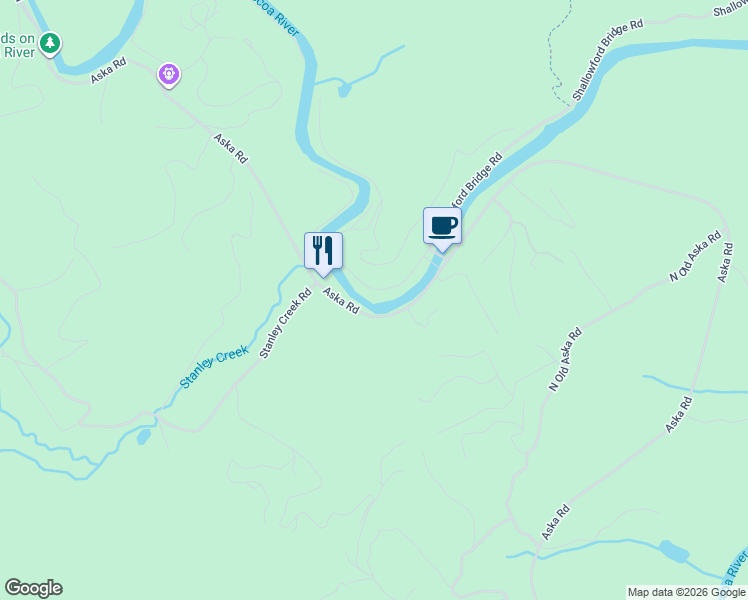map of restaurants, bars, coffee shops, grocery stores, and more near 200 Shallowford Bridge Lane in Blue Ridge