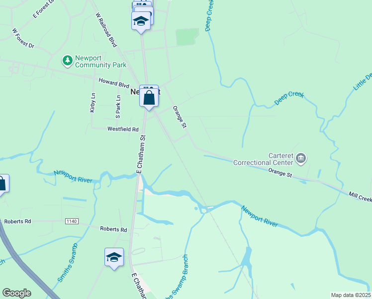map of restaurants, bars, coffee shops, grocery stores, and more near 1037 Orange Street in Newport