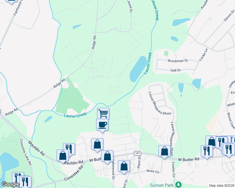 map of restaurants, bars, coffee shops, grocery stores, and more near 1516 Loblolly in Greenville