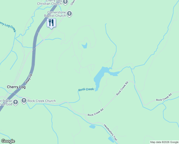 map of restaurants, bars, coffee shops, grocery stores, and more near 161 Lake View Lane in Ellijay