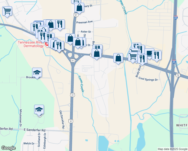 map of restaurants, bars, coffee shops, grocery stores, and more near 200 Cloverleaf Drive in Athens
