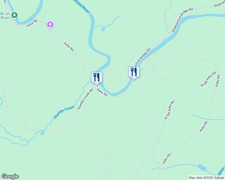 map of restaurants, bars, coffee shops, grocery stores, and more near 200 Shallowford Bridge Lane in Blue Ridge