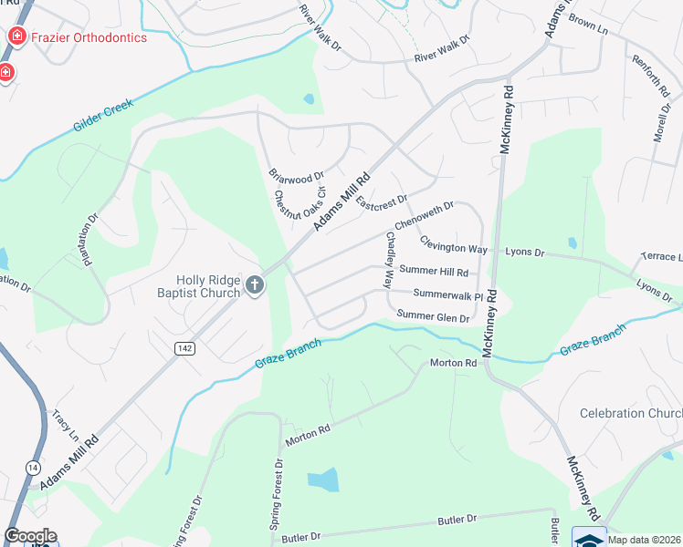 map of restaurants, bars, coffee shops, grocery stores, and more near 119 Summer Hill Road in Simpsonville