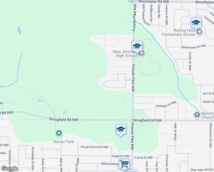 map of restaurants, bars, coffee shops, grocery stores, and more near 3720 Valleydale Road Northwest in Huntsville