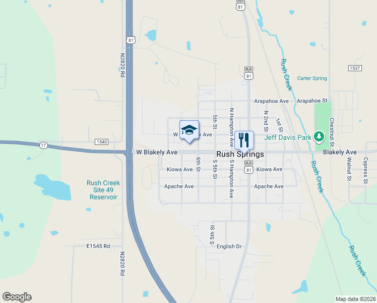 map of restaurants, bars, coffee shops, grocery stores, and more near 201 7th Street in Marlow