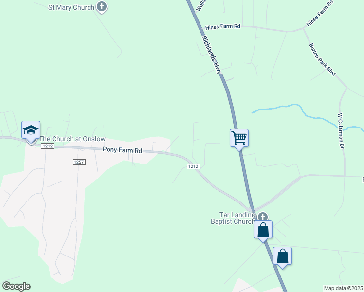 map of restaurants, bars, coffee shops, grocery stores, and more near 1186 Pony Farm Road in Jacksonville
