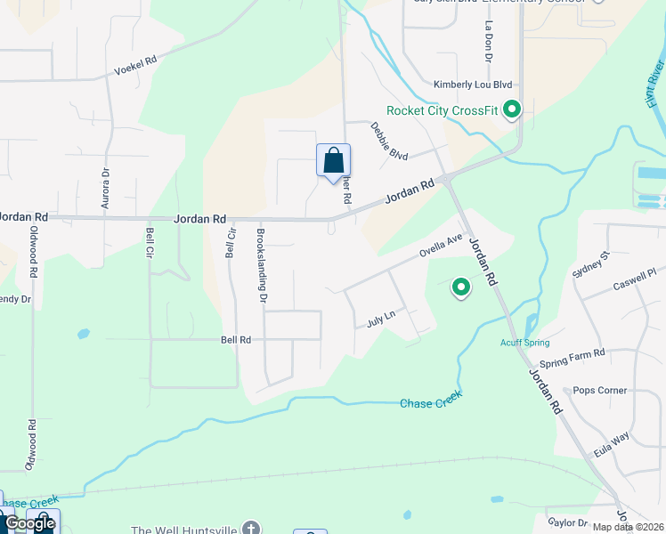 map of restaurants, bars, coffee shops, grocery stores, and more near 1766 Jordan Road in Huntsville