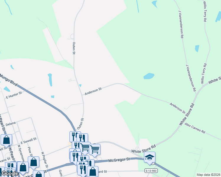 map of restaurants, bars, coffee shops, grocery stores, and more near 406 Anderson Street in Pageland