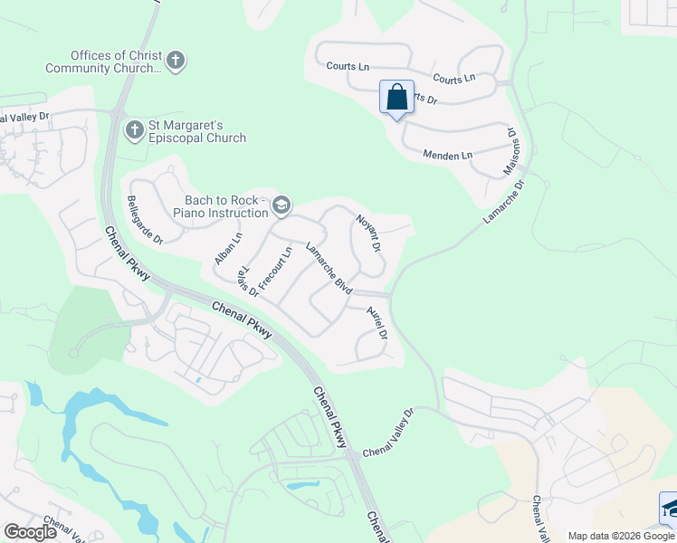 map of restaurants, bars, coffee shops, grocery stores, and more near 73 Talais Drive in Little Rock
