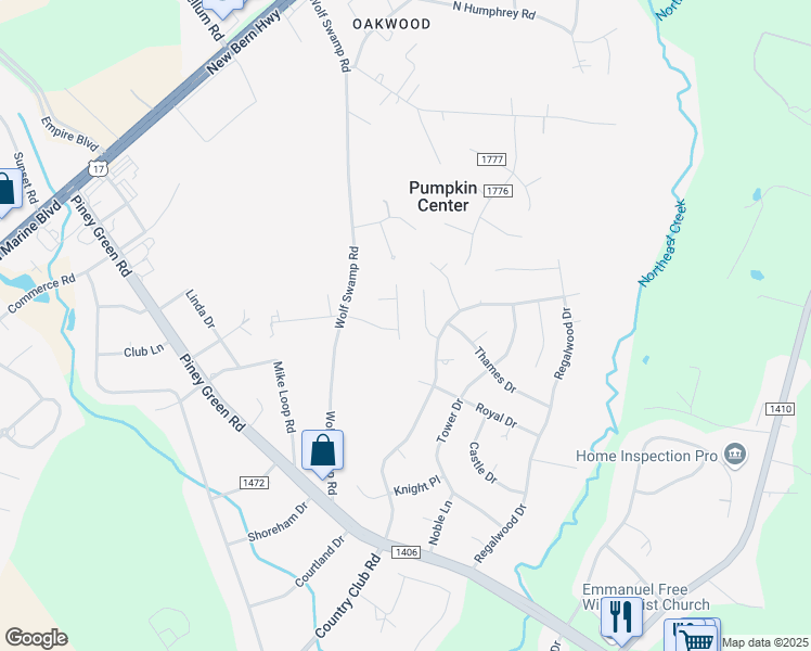 map of restaurants, bars, coffee shops, grocery stores, and more near 426 Wolf Run Lane in Jacksonville