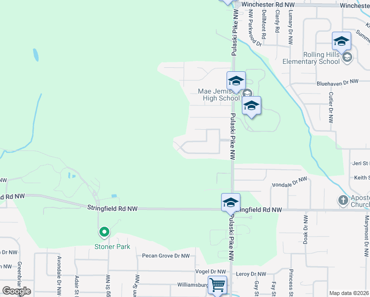 map of restaurants, bars, coffee shops, grocery stores, and more near 3714 Steadman Drive Northwest in Huntsville