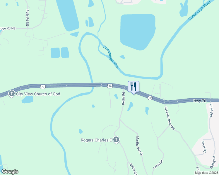 map of restaurants, bars, coffee shops, grocery stores, and more near 5550 U.S. 76 in Chatsworth