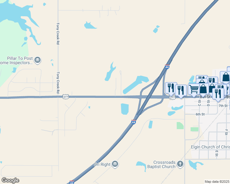 map of restaurants, bars, coffee shops, grocery stores, and more near 1242 Kensington Lane in Elgin