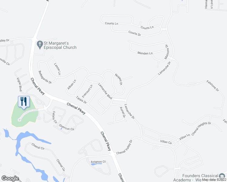 map of restaurants, bars, coffee shops, grocery stores, and more near 11 La Marche Lane in Little Rock