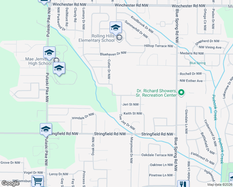 map of restaurants, bars, coffee shops, grocery stores, and more near 4328 Barry Street Northwest in Huntsville