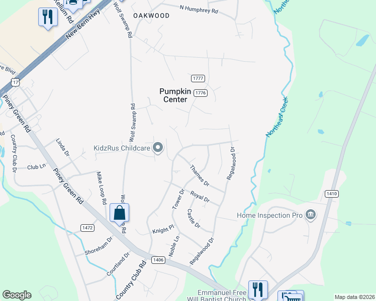 map of restaurants, bars, coffee shops, grocery stores, and more near 2800 Country Club Road in Jacksonville