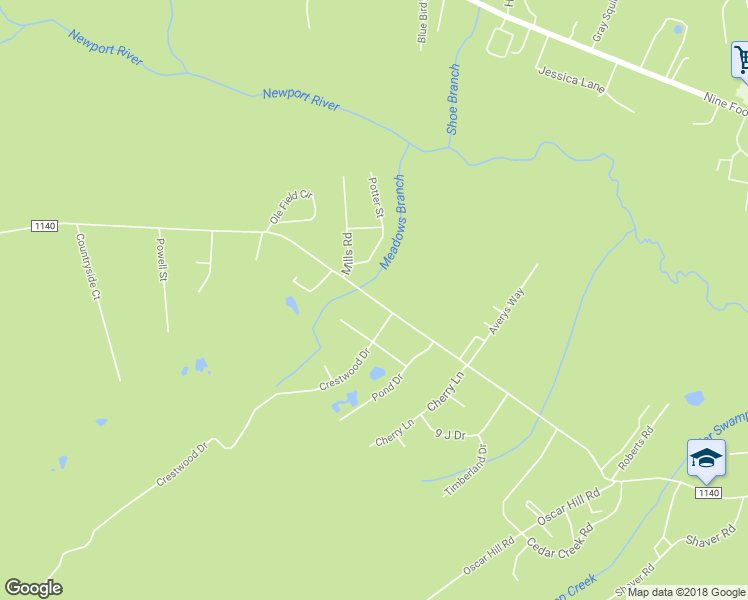 map of restaurants, bars, coffee shops, grocery stores, and more near 954 Roberts Road in Newport