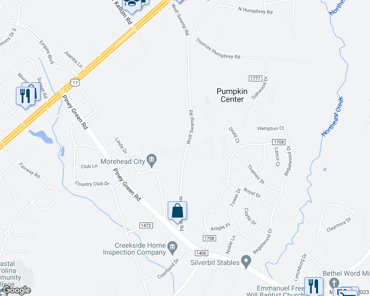map of restaurants, bars, coffee shops, grocery stores, and more near 1248 Wolf Swamp Road in Jacksonville