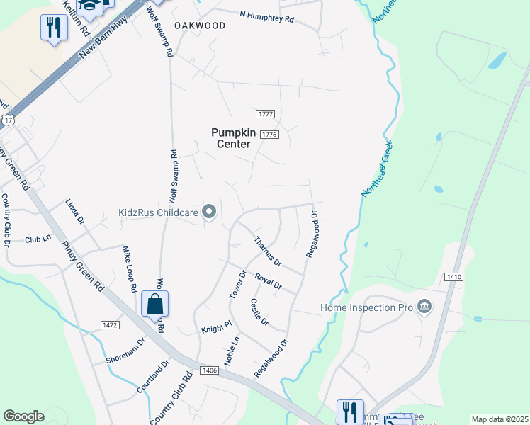 map of restaurants, bars, coffee shops, grocery stores, and more near 2802 Country Club Road in Jacksonville