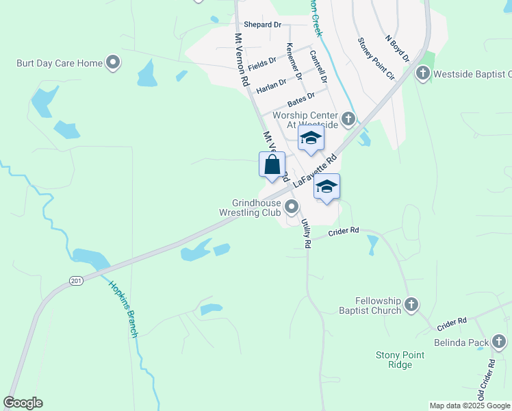 map of restaurants, bars, coffee shops, grocery stores, and more near 674 LaFayette Road in Rocky Face