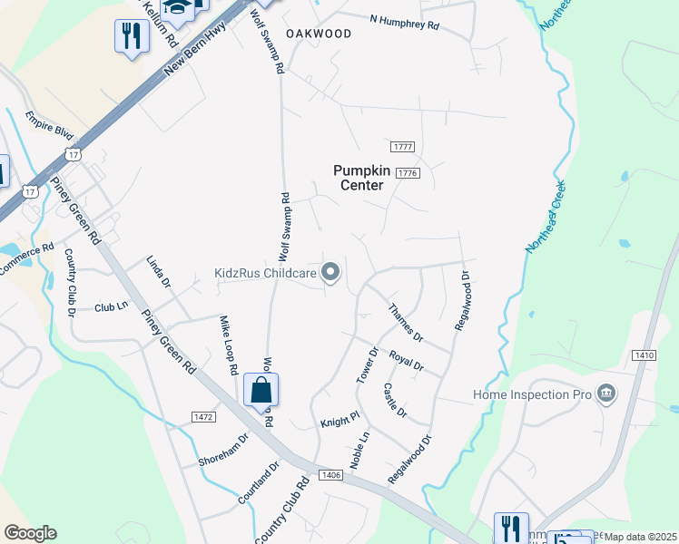 map of restaurants, bars, coffee shops, grocery stores, and more near 432 Wolf Run Lane in Jacksonville