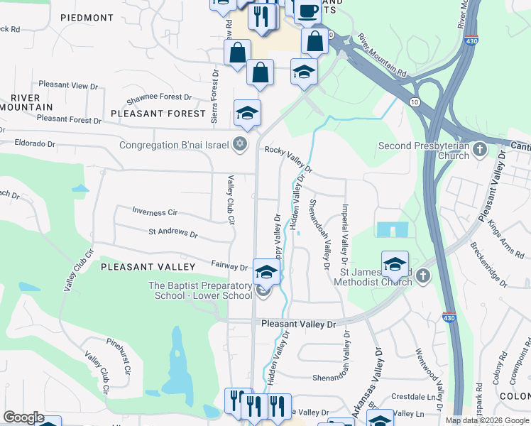 map of restaurants, bars, coffee shops, grocery stores, and more near 3301 North Rodney Parham Road in Little Rock