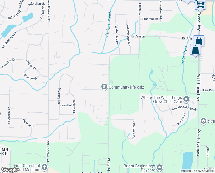 map of restaurants, bars, coffee shops, grocery stores, and more near 424 Clutts Road in Harvest