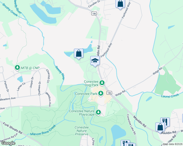 map of restaurants, bars, coffee shops, grocery stores, and more near 820 Mauldin Road in Greenville