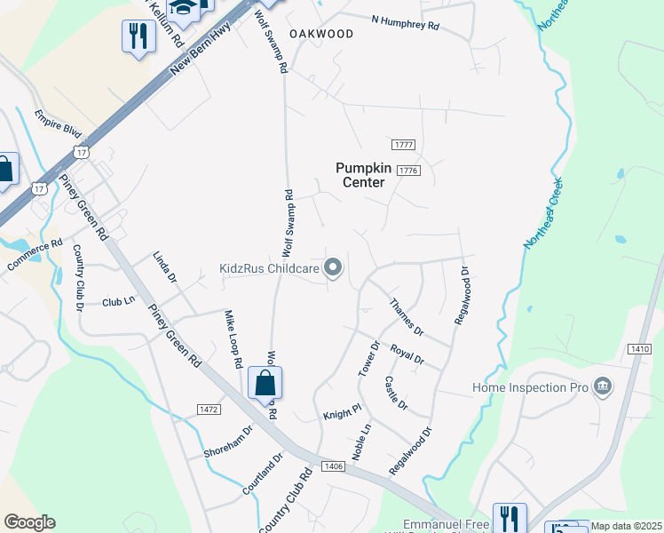 map of restaurants, bars, coffee shops, grocery stores, and more near 432 Wolf Run Lane in Jacksonville