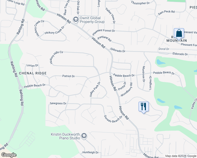 map of restaurants, bars, coffee shops, grocery stores, and more near 3208 Valley Park Drive in Little Rock