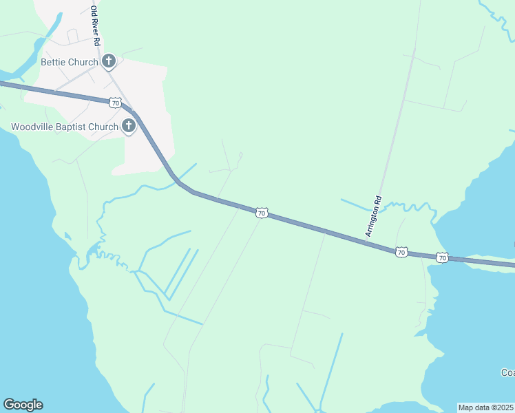 map of restaurants, bars, coffee shops, grocery stores, and more near 665 Highway 70 Bettie in Beaufort