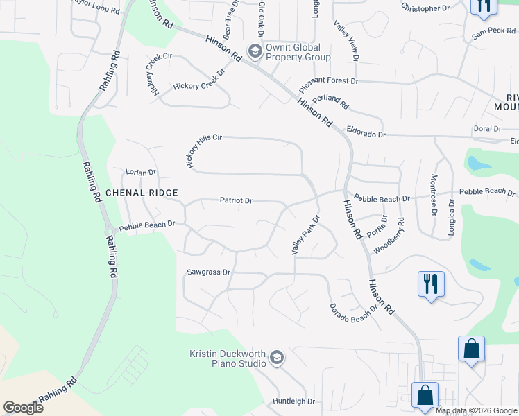map of restaurants, bars, coffee shops, grocery stores, and more near 15821 Patriot Drive in Little Rock