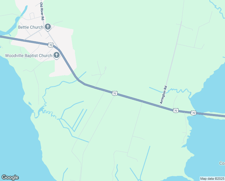 map of restaurants, bars, coffee shops, grocery stores, and more near 665 Highway 70 Bettie in Beaufort