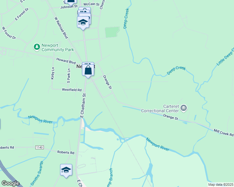 map of restaurants, bars, coffee shops, grocery stores, and more near 1030 Orange Street in Newport
