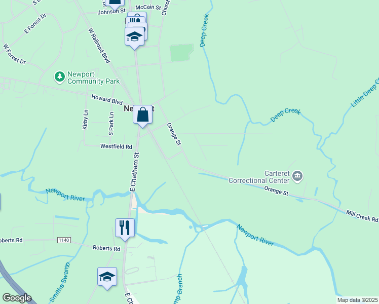 map of restaurants, bars, coffee shops, grocery stores, and more near 1030 Orange Street in Newport
