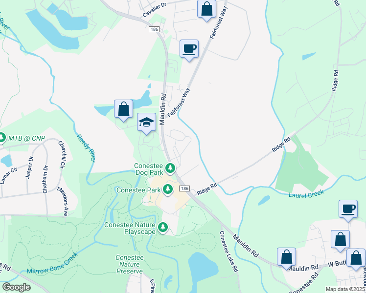 map of restaurants, bars, coffee shops, grocery stores, and more near 805 Mauldin Road in Greenville