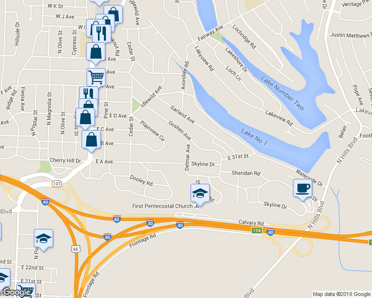 map of restaurants, bars, coffee shops, grocery stores, and more near 115 Delmar Avenue in North Little Rock