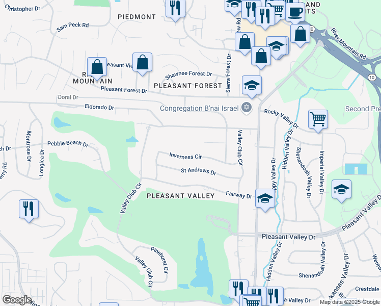 map of restaurants, bars, coffee shops, grocery stores, and more near 28 Inverness Circle in Little Rock