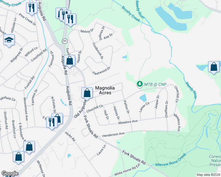 map of restaurants, bars, coffee shops, grocery stores, and more near 116 Clearview Avenue in Greenville