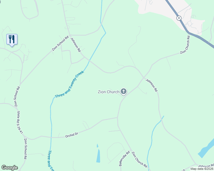 map of restaurants, bars, coffee shops, grocery stores, and more near 444 Zion Church Road in Easley