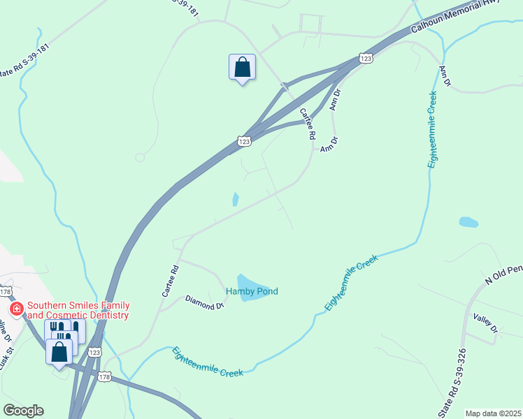 map of restaurants, bars, coffee shops, grocery stores, and more near 318 Cartee Road in Liberty