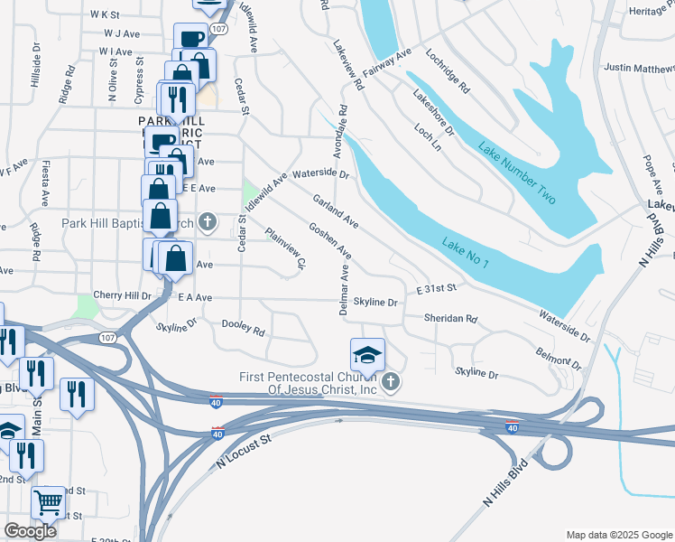 map of restaurants, bars, coffee shops, grocery stores, and more near 125 Delmar Avenue in North Little Rock