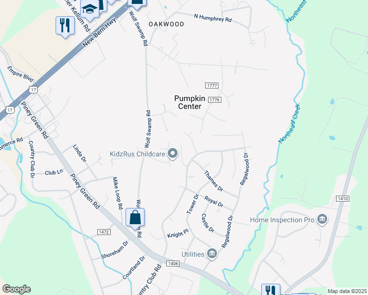 map of restaurants, bars, coffee shops, grocery stores, and more near 2703 Country Club Road in Jacksonville