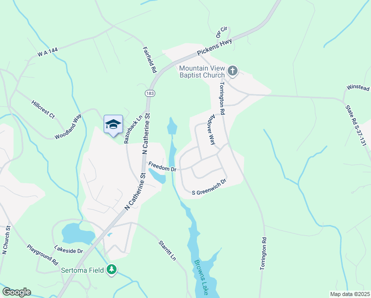 map of restaurants, bars, coffee shops, grocery stores, and more near 717A North Greenwich Drive in Walhalla