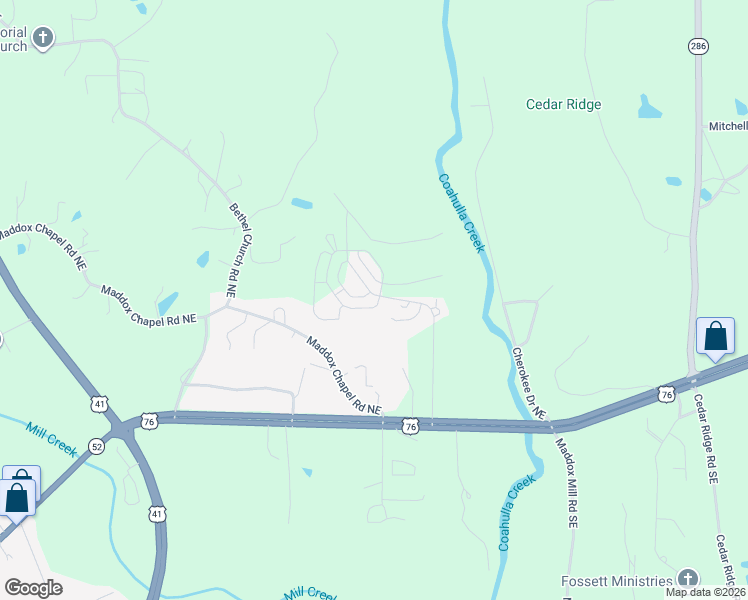 map of restaurants, bars, coffee shops, grocery stores, and more near 100 Washington Street in Dalton